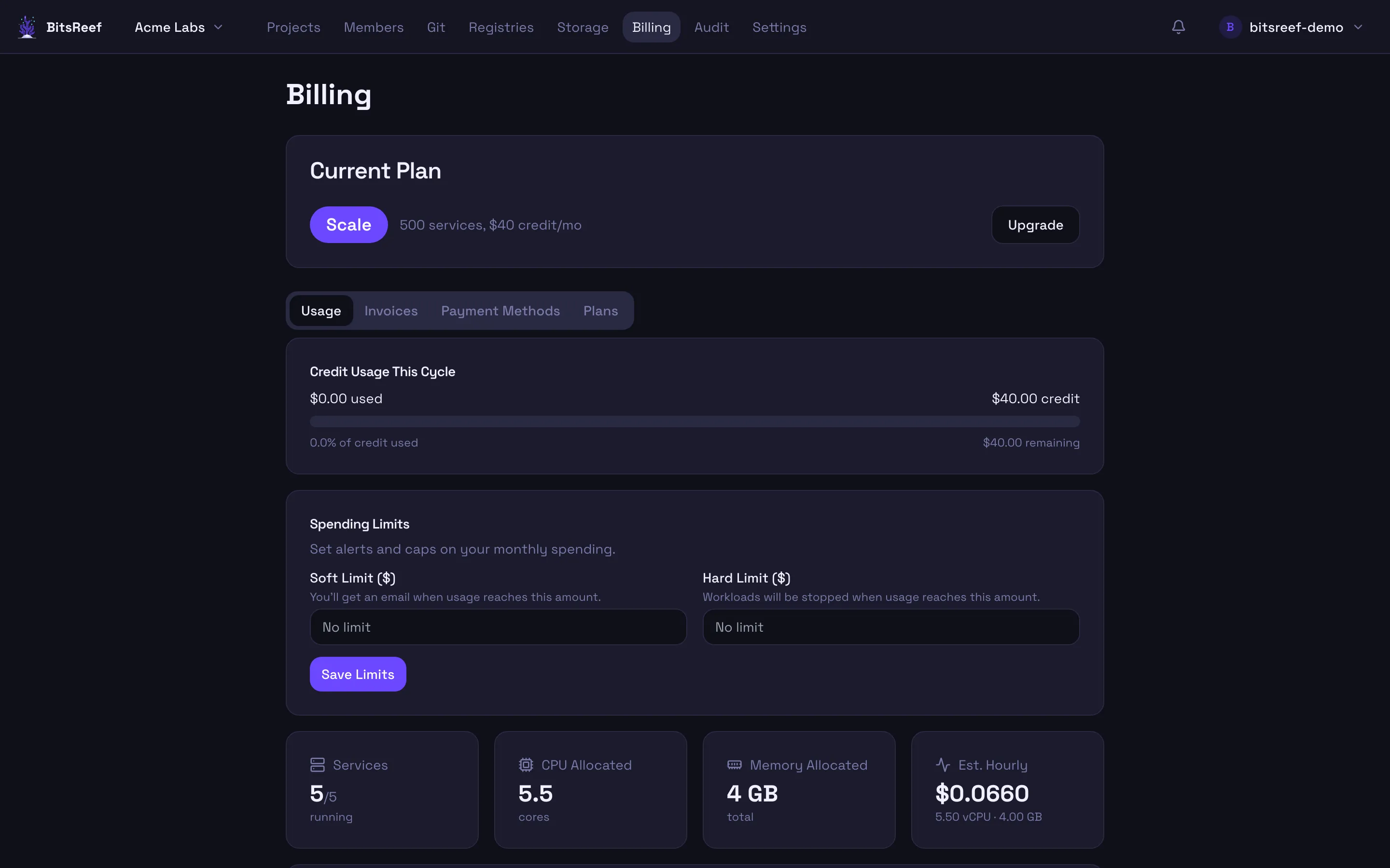 The Billing page